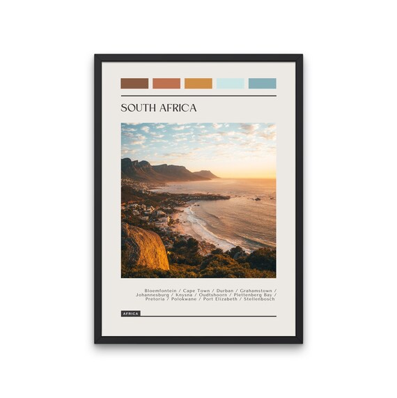 South Africa Travel Poster, Color Block Art Print