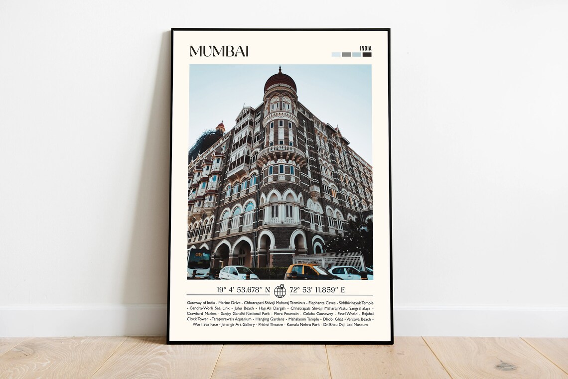 Mumbai India Coordinates Landmark List Photography Travel Poster
