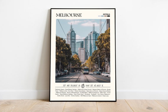 Melbourne Print Australia Travel Poster Gift Eclectic Vibrant Trendy Living Room Retro Photo Wall Art Decor Framed Or Canvas