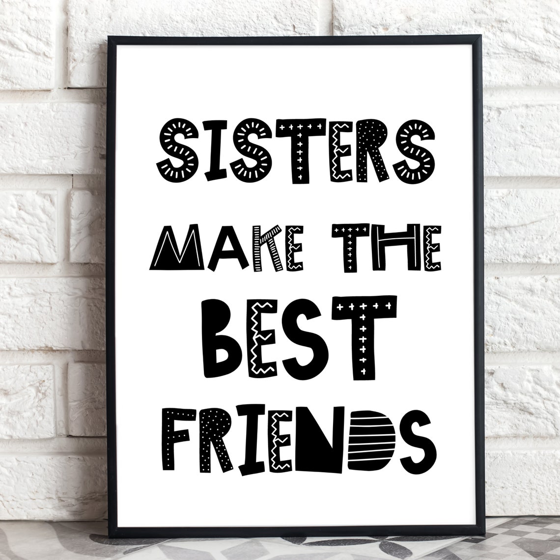 Sisters Make The Best Friends Playful Patterned Kids Room Poster - Image 2