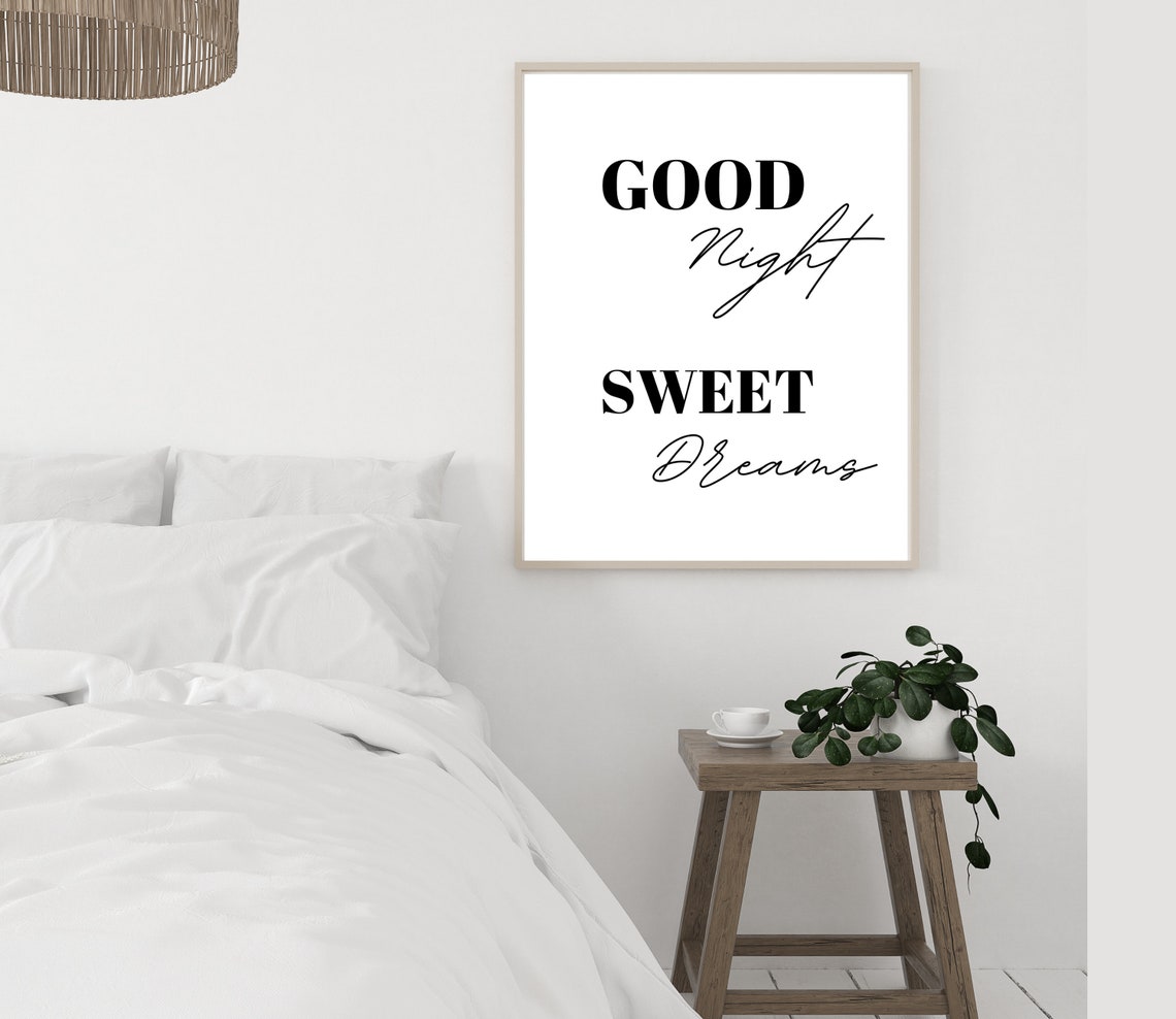 Good Night Sweet Dreams Calm Serif Script Nursery Bedroom Decor Poster - Image 5