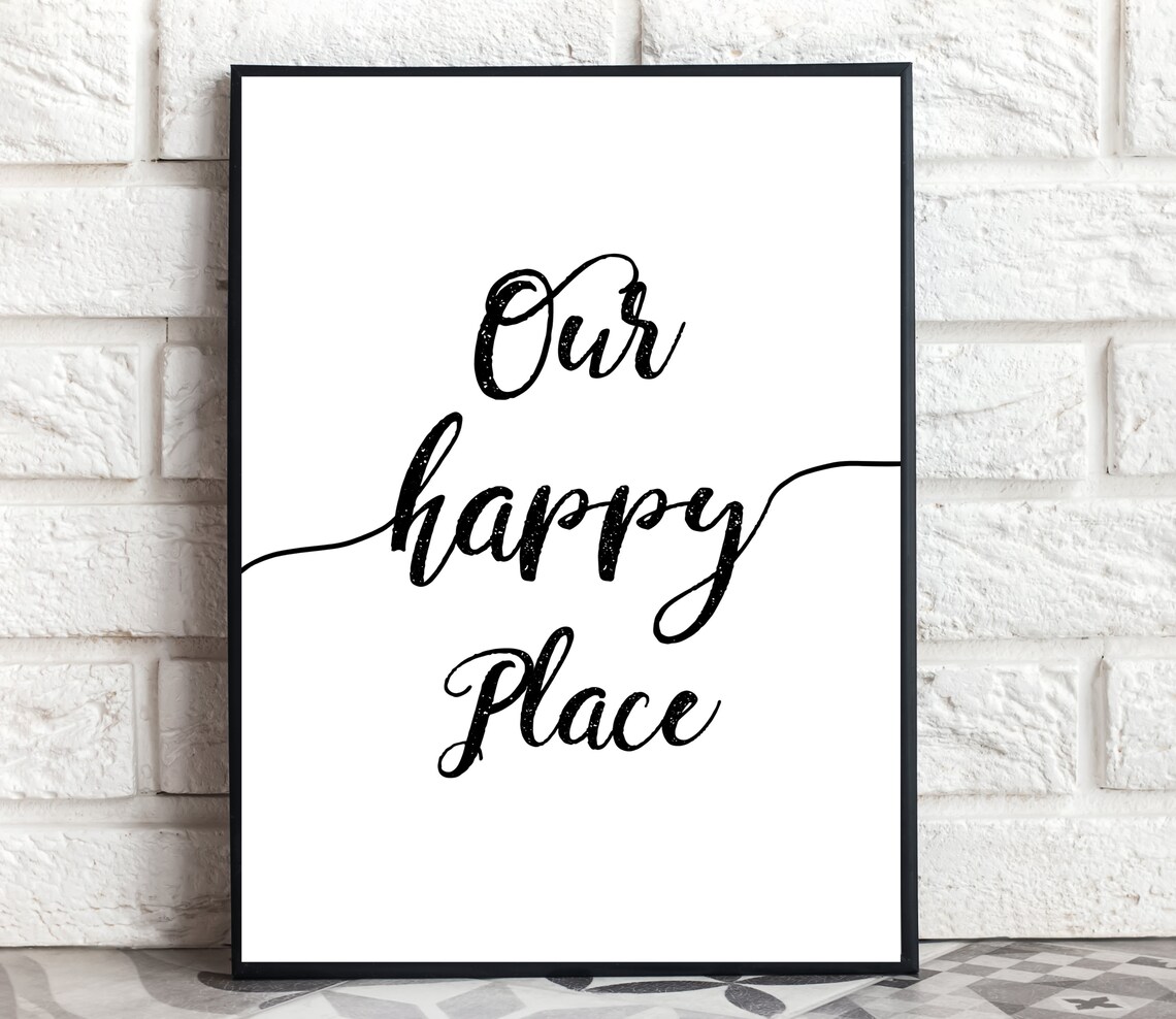 Our Happy Place Flowing Script Minimalist Cozy Home Quote Wall Poster - Image 3