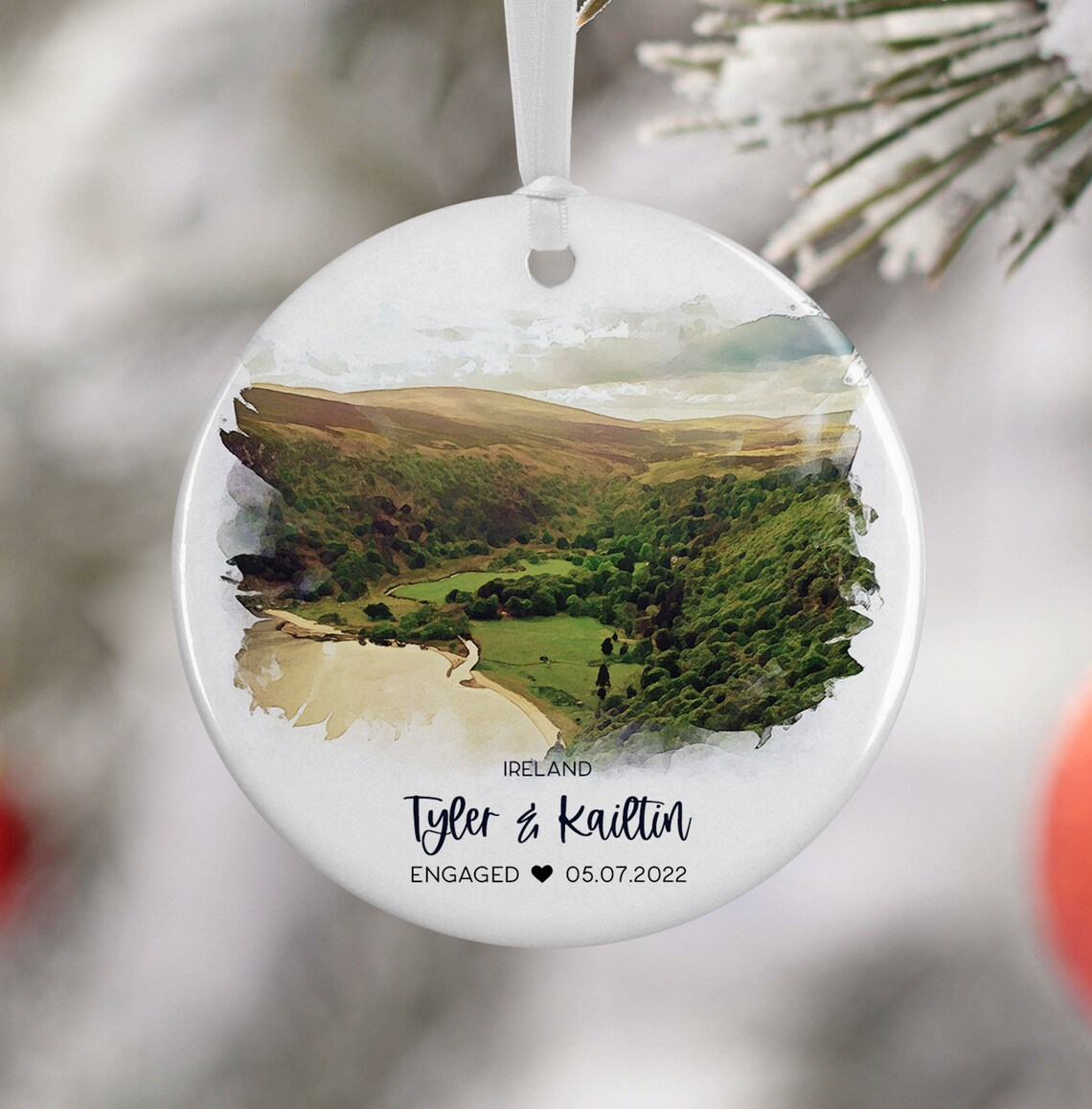 Ireland Engagement Travel Ornament, Personalized Gift
