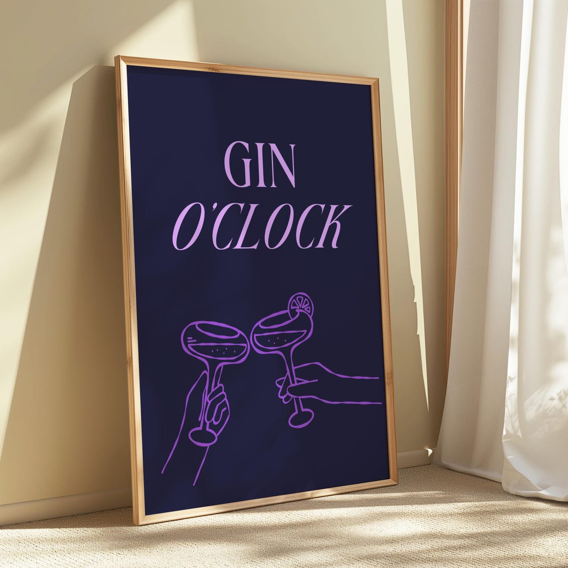 Gin OClock Navy Cocktail Glasses Funny Bar Party Decor Poster