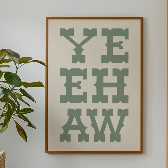 Yeehaw Western Style Art Print Boho Minimalist Prints Modern Art Bohominimalistdecor Cowboy Art Physical Poster Print Shipped To You