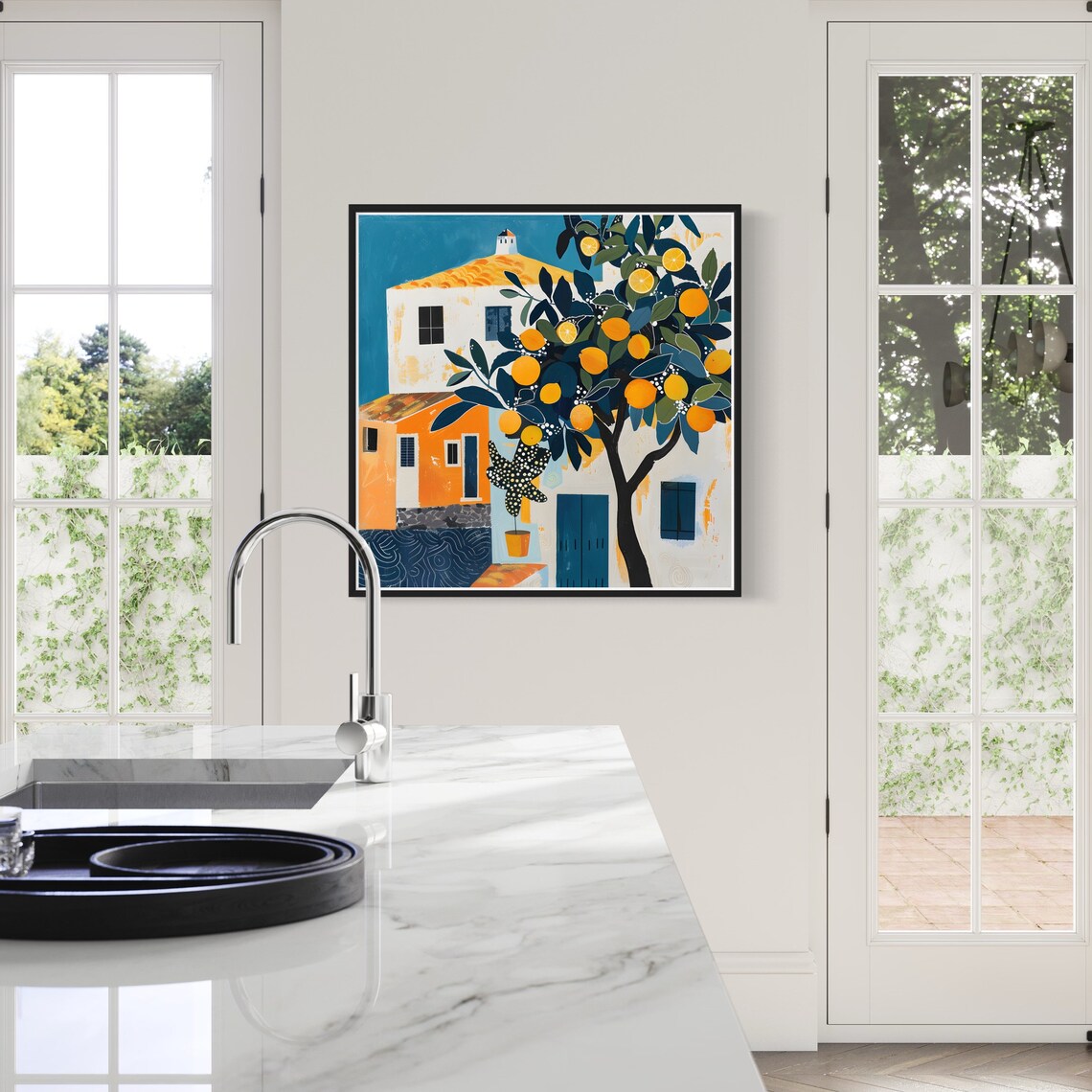 Orange Tree Abstract Art Print, Mediterranean Coastal - Image 2
