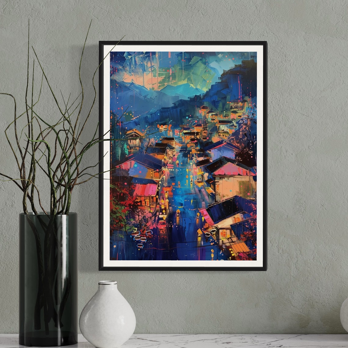 Sapa Town Vietnam Art Print Night Scene Village Painting Mountain Landscape Vietnamese Souvenir Gift Travel Poster Colourful Rice Terraces - Image 4