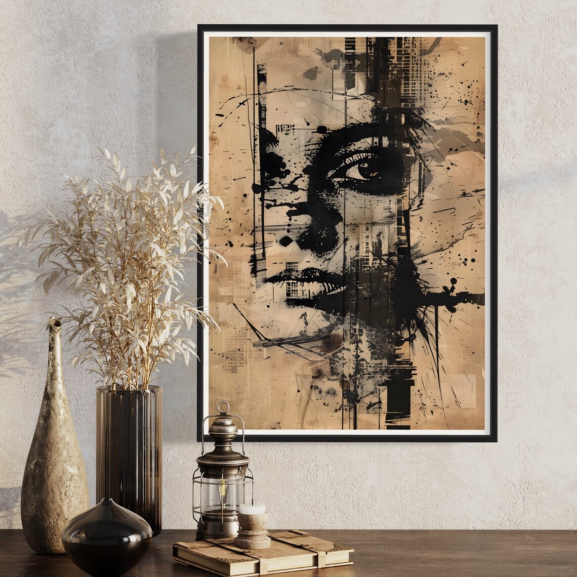 Mysterious Female Face Ink Drawing, Minimalist Art Print - Image 2