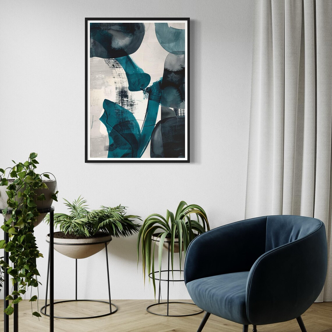 Abstract Geometric Art Print, Contemporary Mid-Century Modern - Image 2