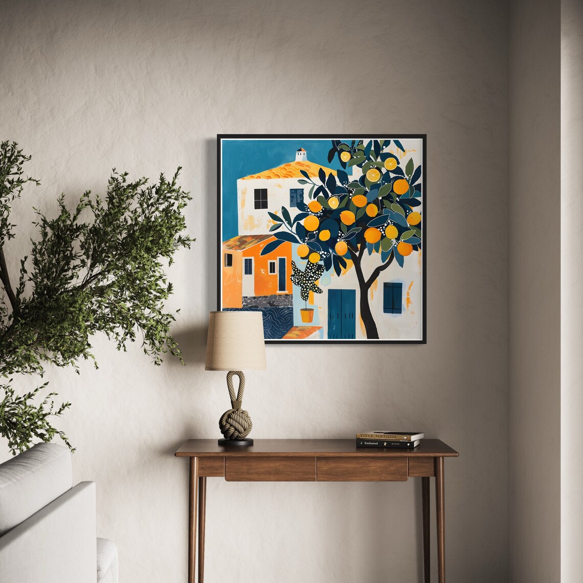 Orange Tree Abstract Art Print, Mediterranean Coastal - Image 3