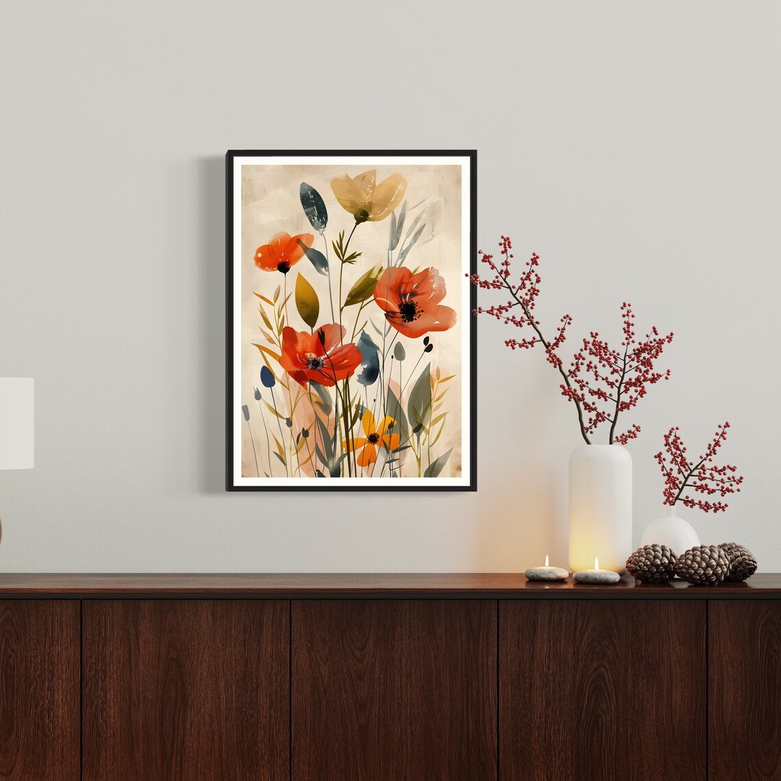Red Poppies Botanical Art Print, Floral Watercolour - Image 3