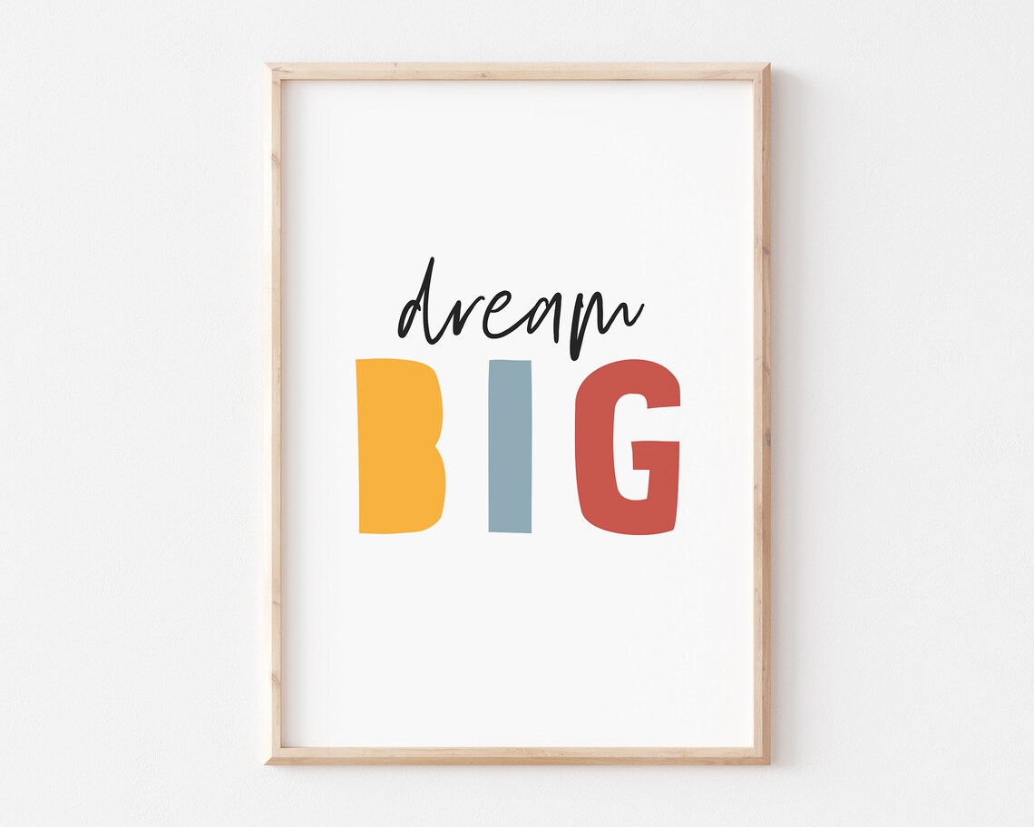 Dream Big Colorful Block Letter Kids Room Motivational Wall Art - Image 2