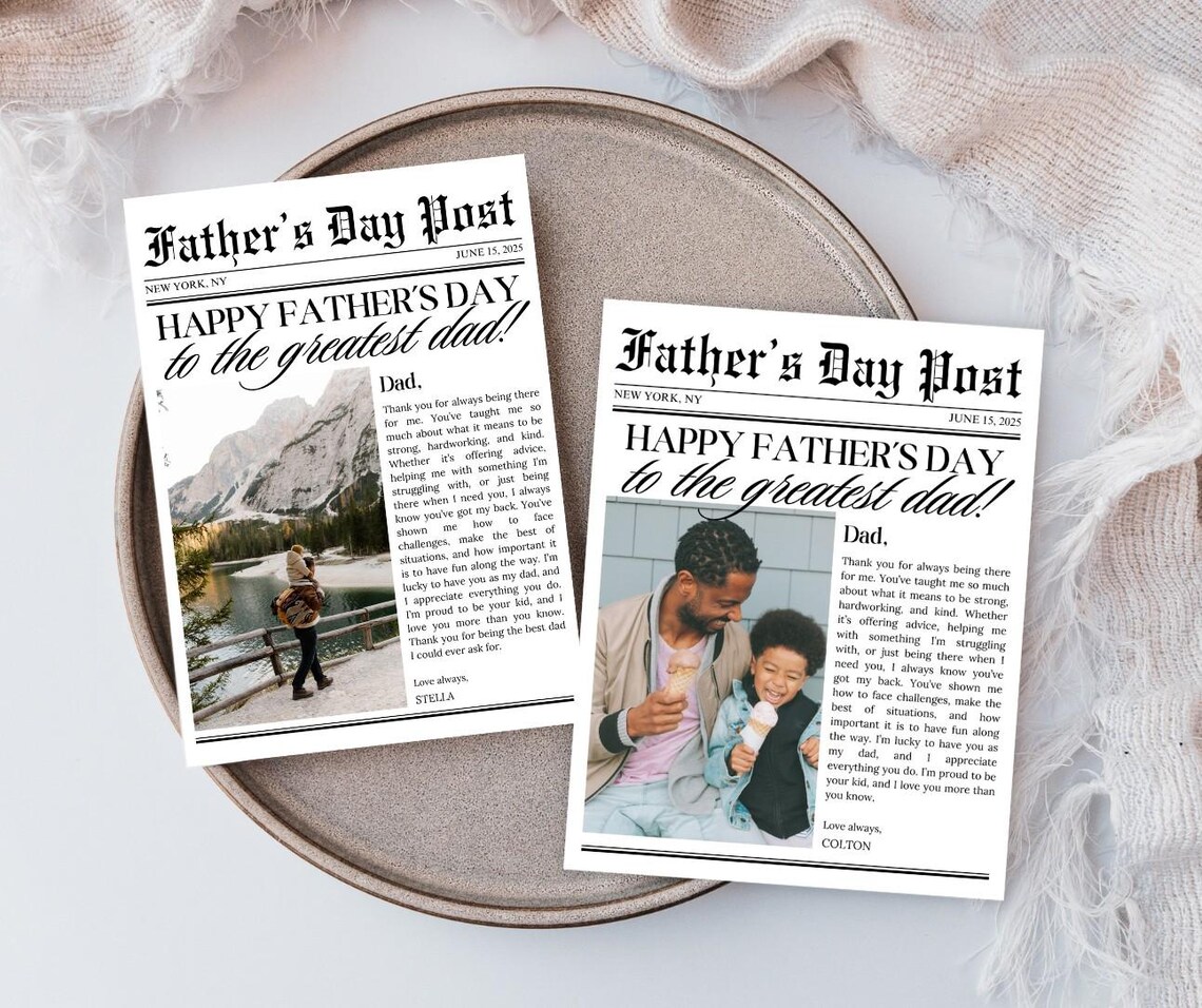 Father's Day Newspaper Template, Personalized Gift - Image 4