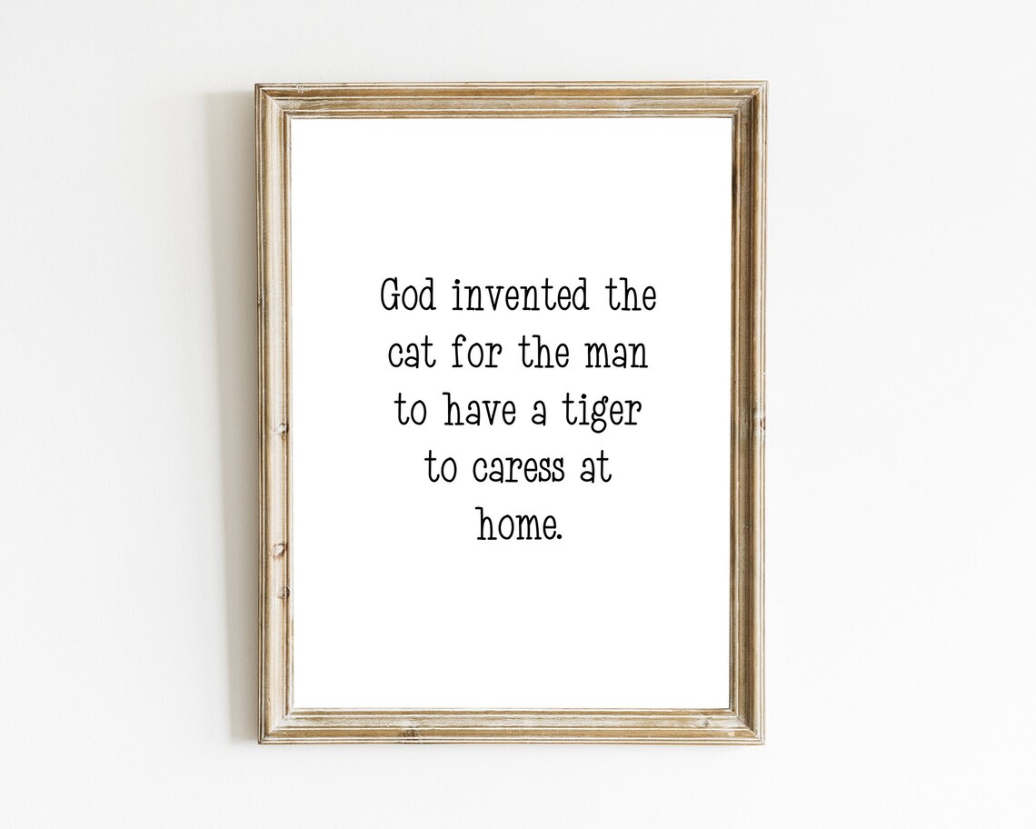 Victor Hugo God Invented the Cat Tiger to Caress at Home Quote Wall Art - Image 2