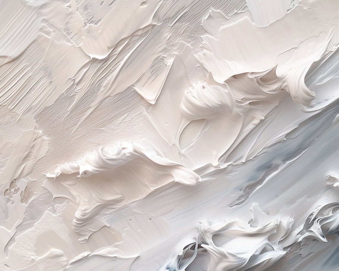 White Textured Abstract Impasto Painting Frame TV Art Poster - Image 2