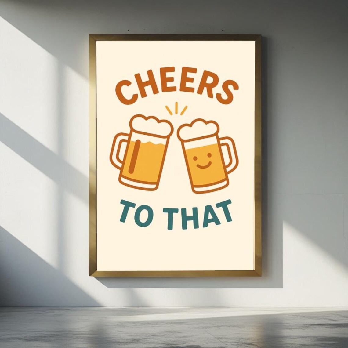 Clinking Beer Mugs Wall Art Poster Minimalist