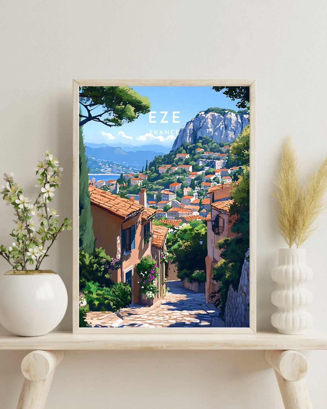 Eze France Hilltop Village French Riviera Coast Travel Poster - Image 4
