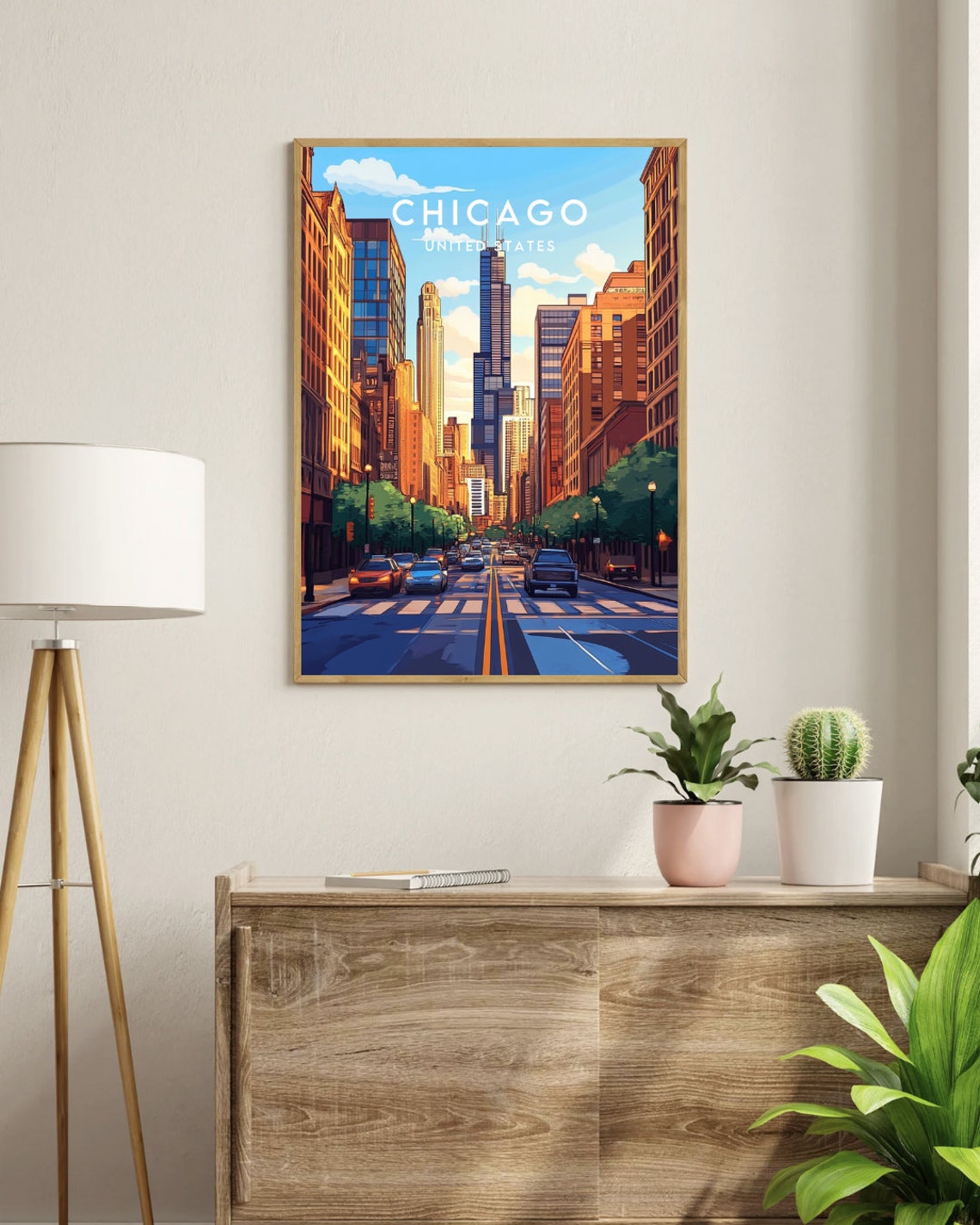 Chicago Travel Print United States Chicago Poster America Poster Travel Wall Art America Print America Chicago Print Usa Illinois - Image 3