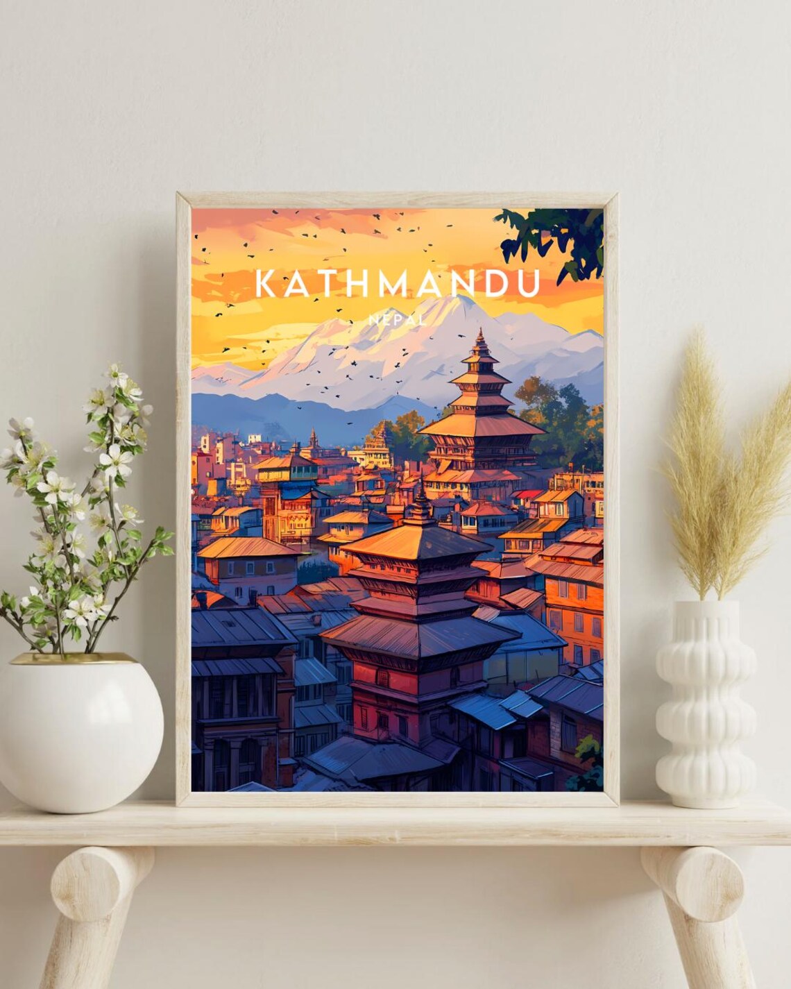 Kathmandu Travel Print Nepal Kathmandu Poster Nepal Poster Travel Wall Art Nepal Print Kathmandu Print Travel Poster Nepal Wall Art - Image 4