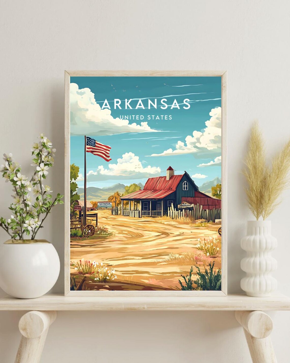 Arkansas United States Old Diner American Flag Vintage Travel Poster - Image 4