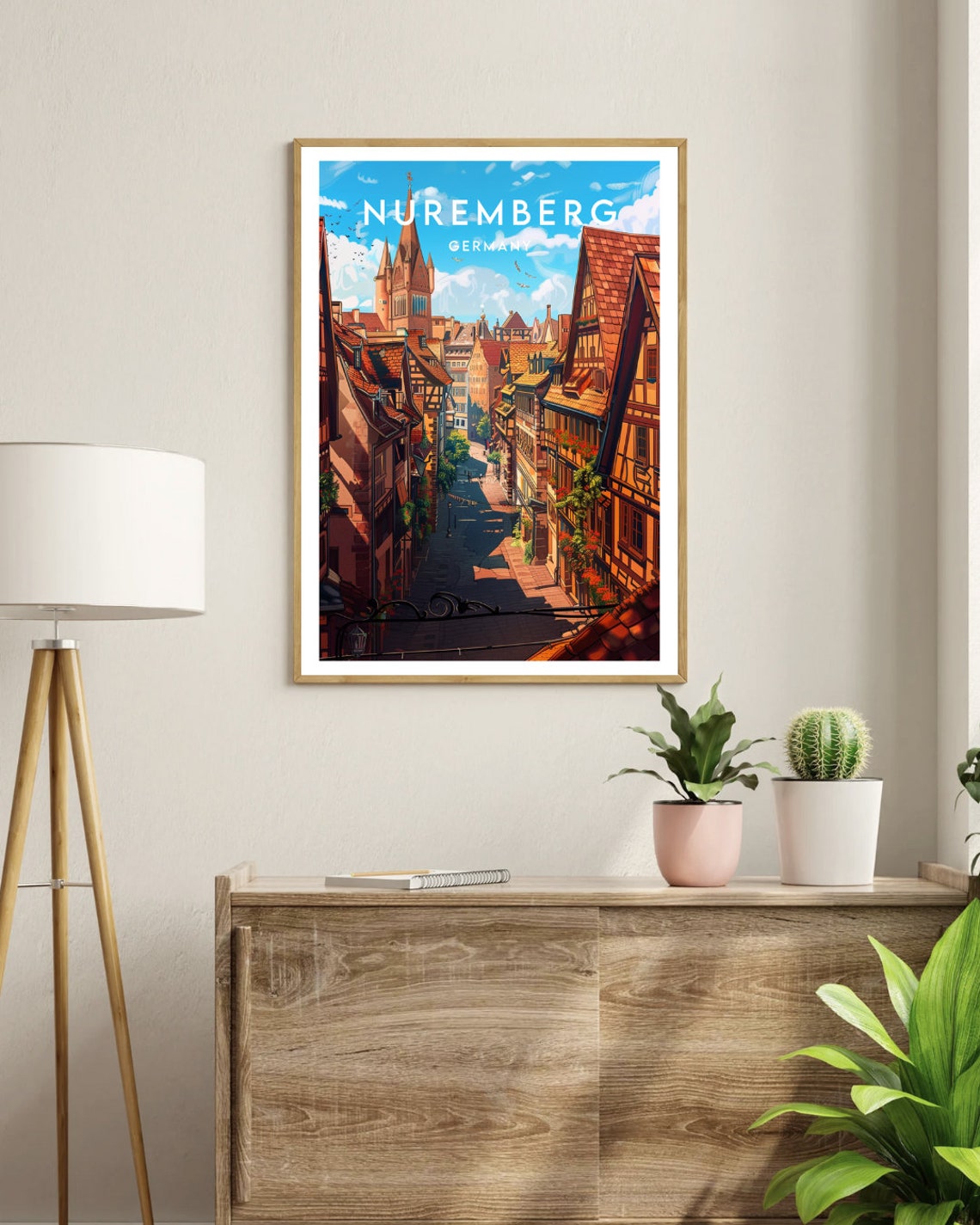 Nuremberg Germany Old Town Half Timbered Street Travel Poster - Image 3
