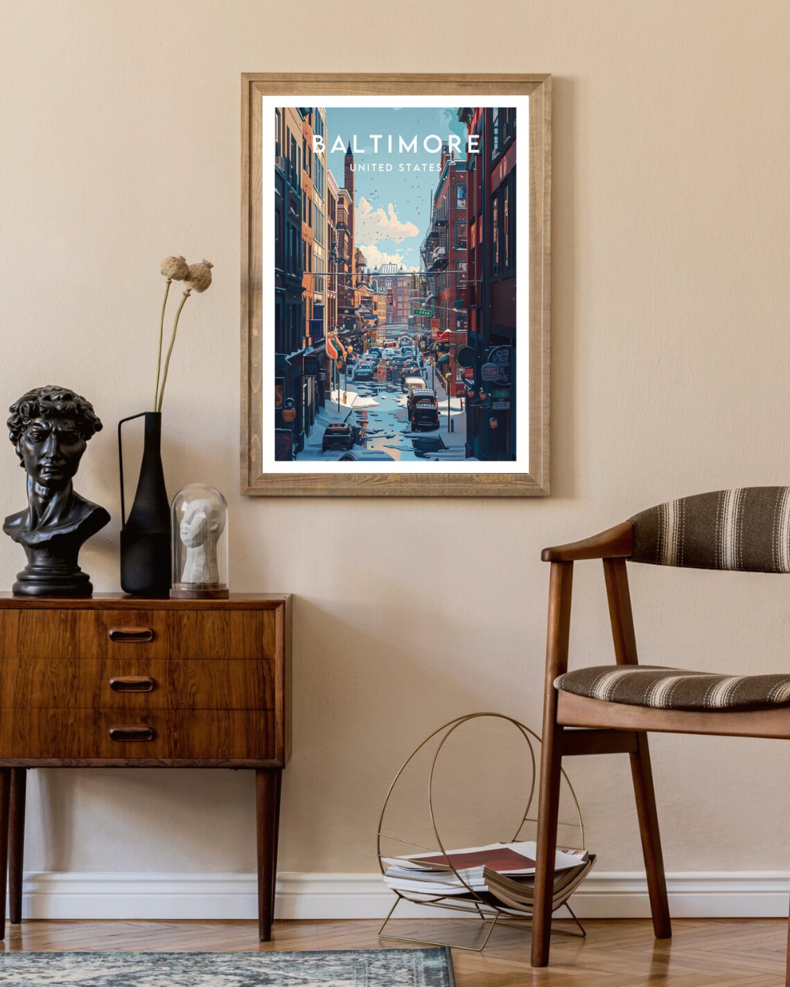 Baltimore United States Winter Street Downtown Snow Travel Poster - Image 2