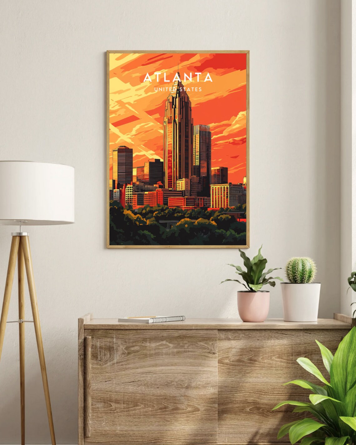 Atlanta United States Fiery Sunset City Skyline Travel Poster - Image 3
