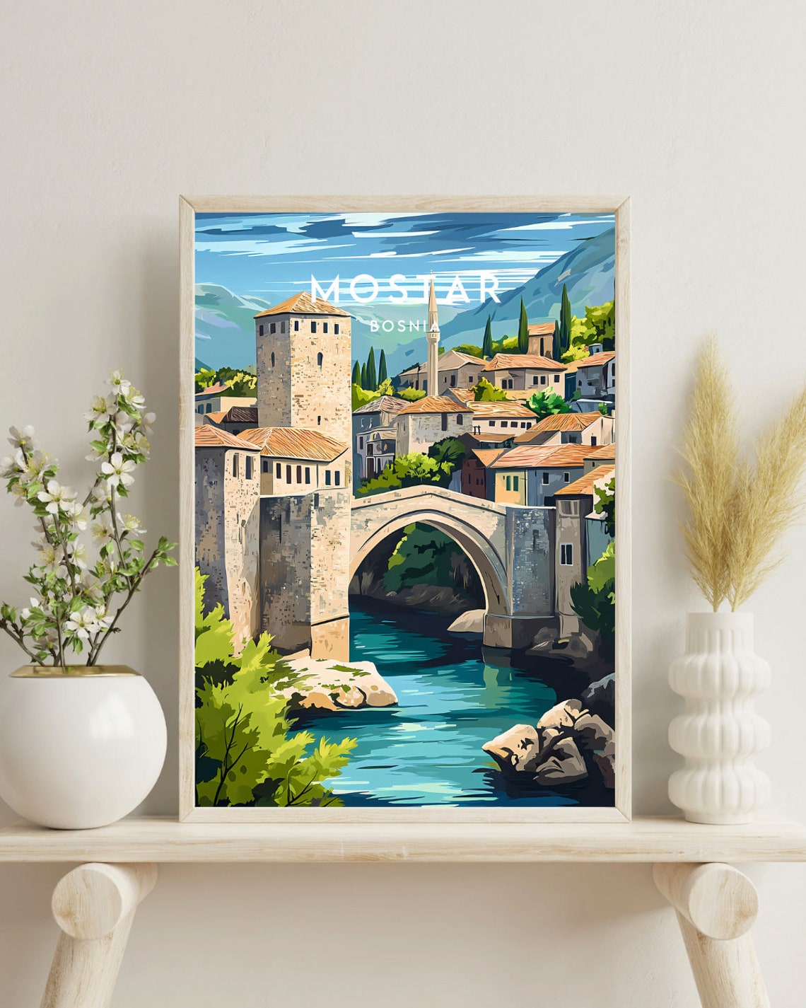 Mostar Travel Print Bosnia Mostar Poster Bosnia Poster Travel Wall Art Bosnia Print Poster Bosnia And Herzegovina Mostar Wall Art - Image 4