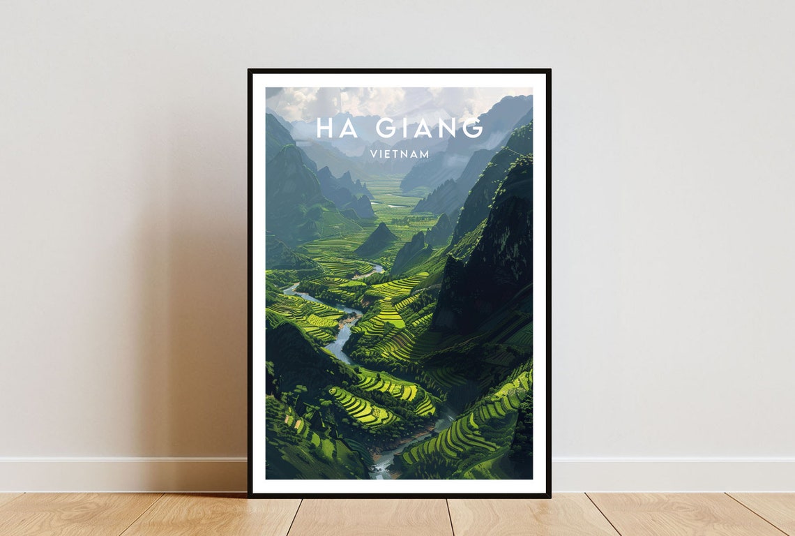 Ha Giang Vietnam Emerald Terraced Valley and Karst Peaks Art Poster