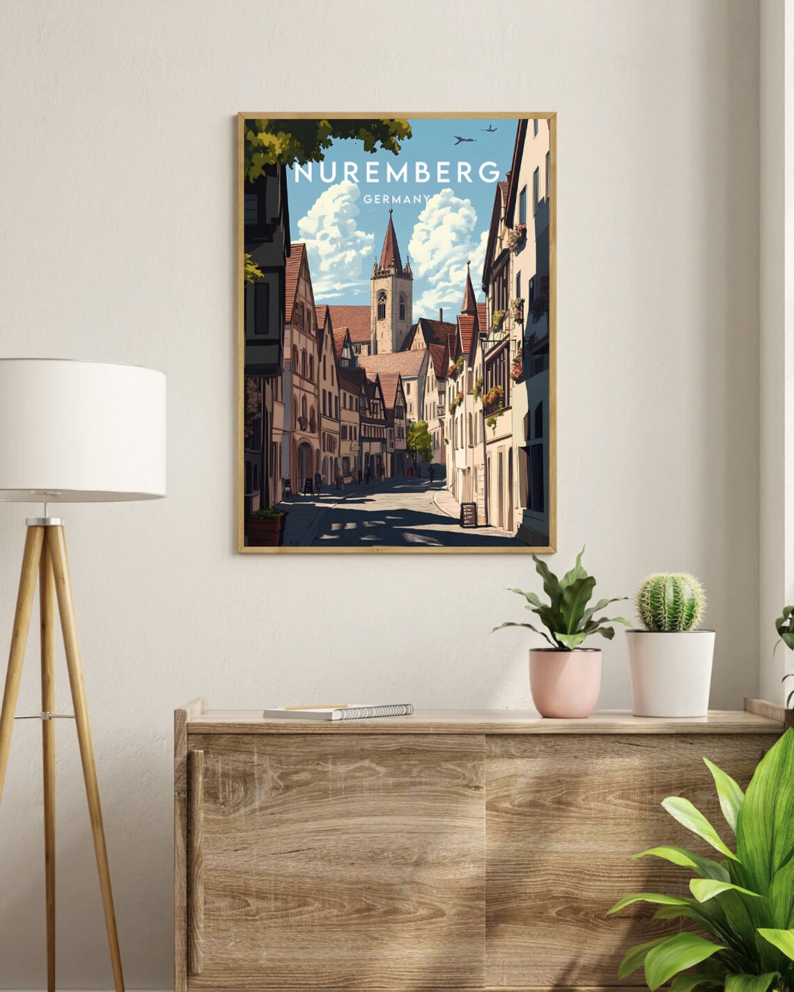 Nuremberg Germany Historic Old Town Church Spire Street Travel Poster - Image 3