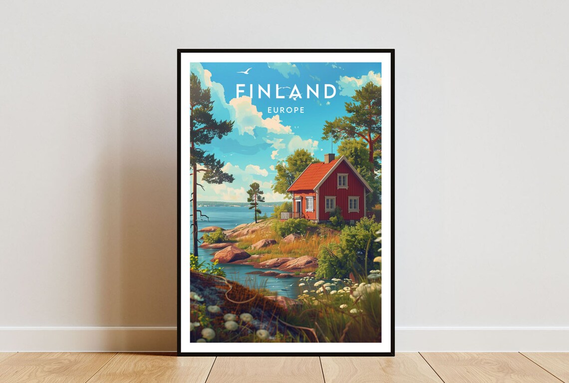 Finland Travel Poster, Helsinki Europe Wall Art