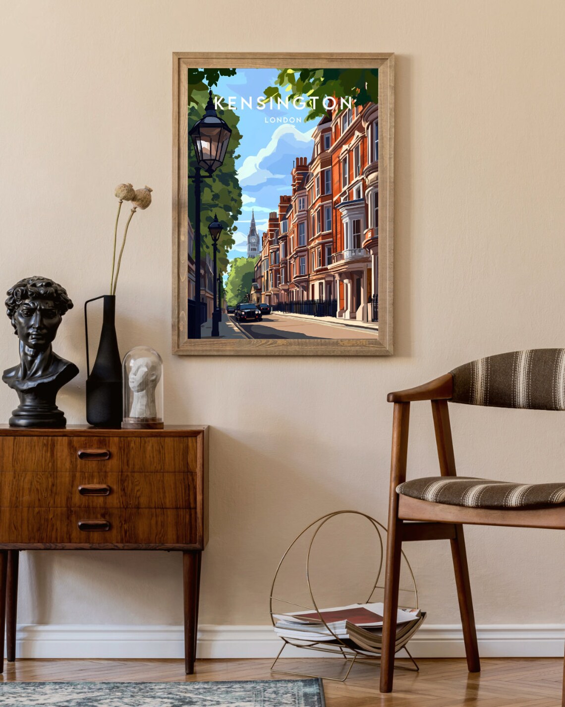 Kensington London England Charming Street Vintage Travel Poster - Image 2