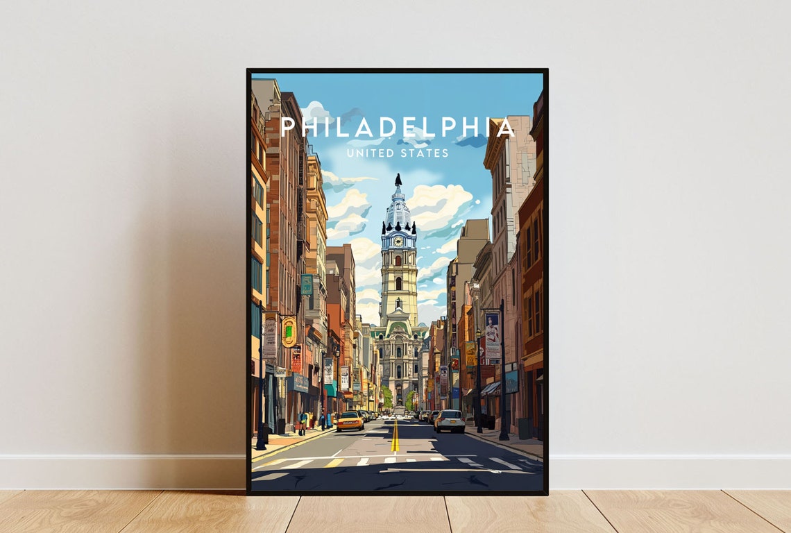 Philadelphia Travel Print United States Philadelphia Poster America Poster Travel Wall Art America Print America Philadelphia Usa