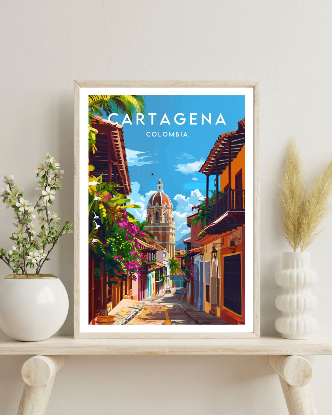 Cartagena Colombia Old Town Church Street Colonial Travel Poster - Image 4
