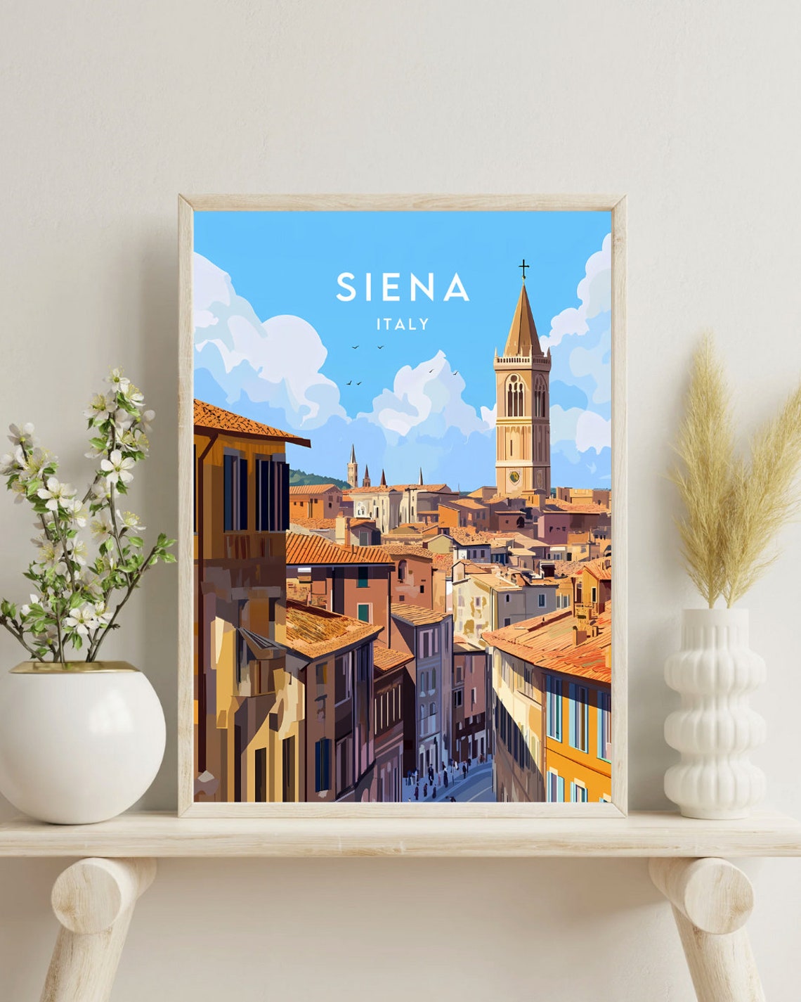 Siena Italy Tuscan Bell Tower Rooftops Old Town Travel Poster - Image 4