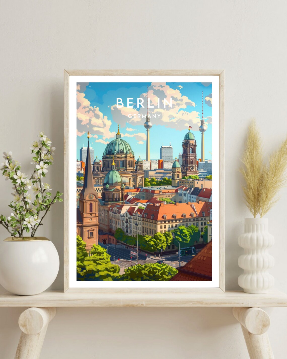 Berlin Germany TV Tower Cathedral Skyline Landmark Travel Poster - Image 4