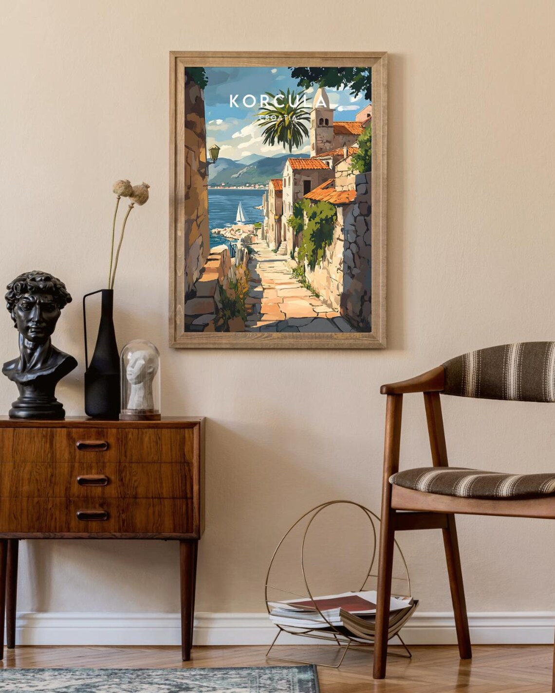 Korcula Croatia Adriatic Old Town Street Seaside Travel Poster - Image 2