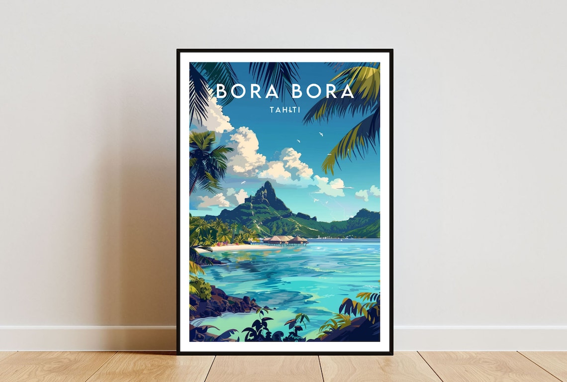 Bora Bora Travel Poster, Tahiti and Oceania