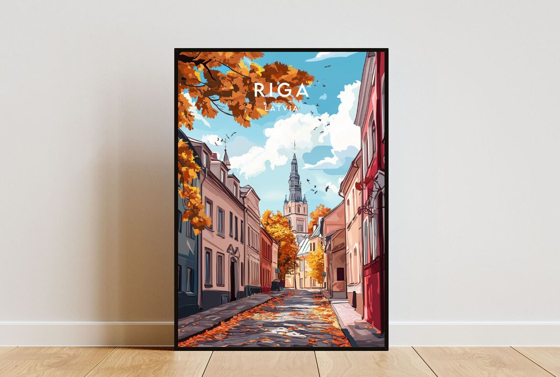 Riga Travel Poster, Latvia Europe Wall Art