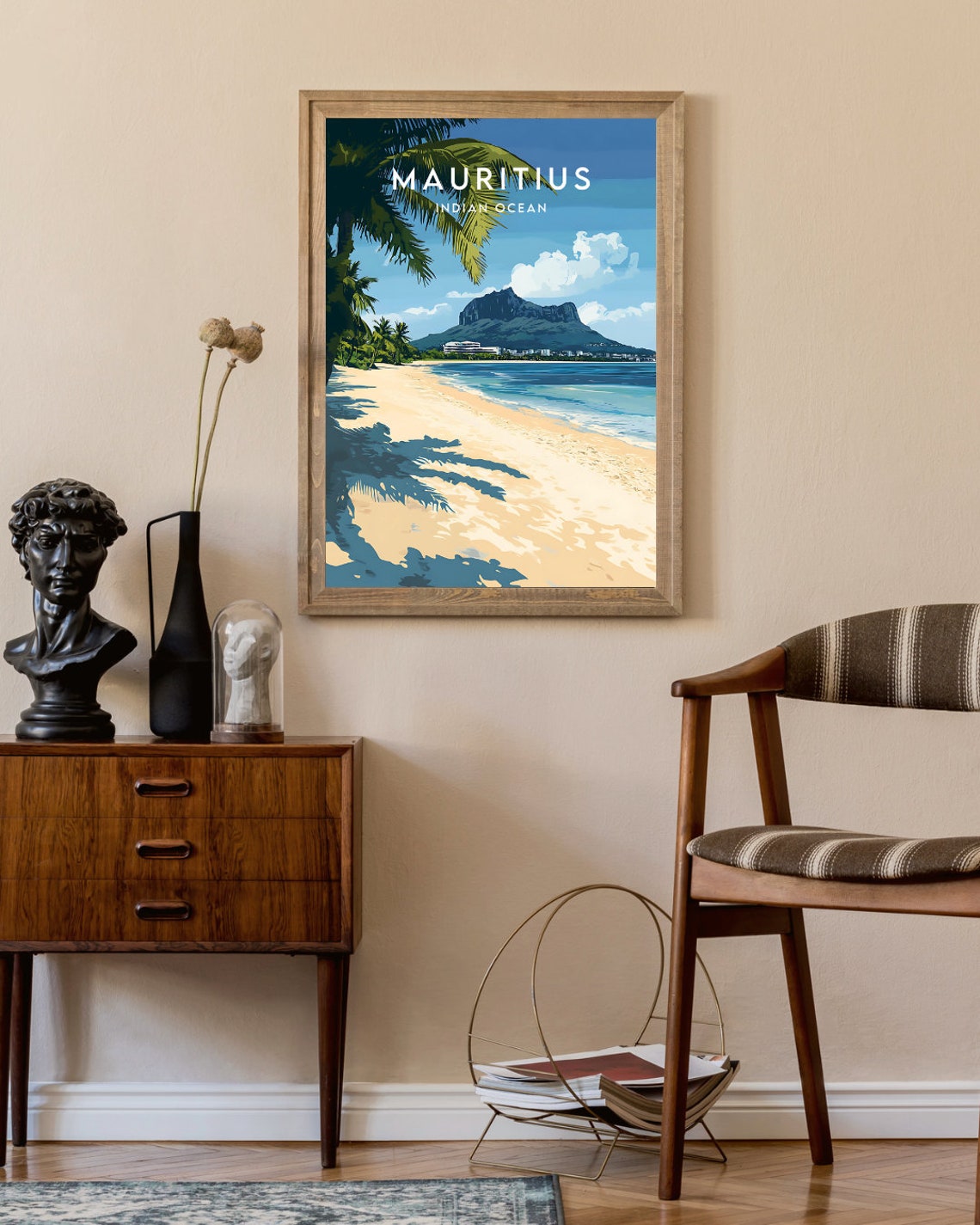Mauritius Indian Ocean Beach Palm Trees Vintage Travel Poster - Image 2