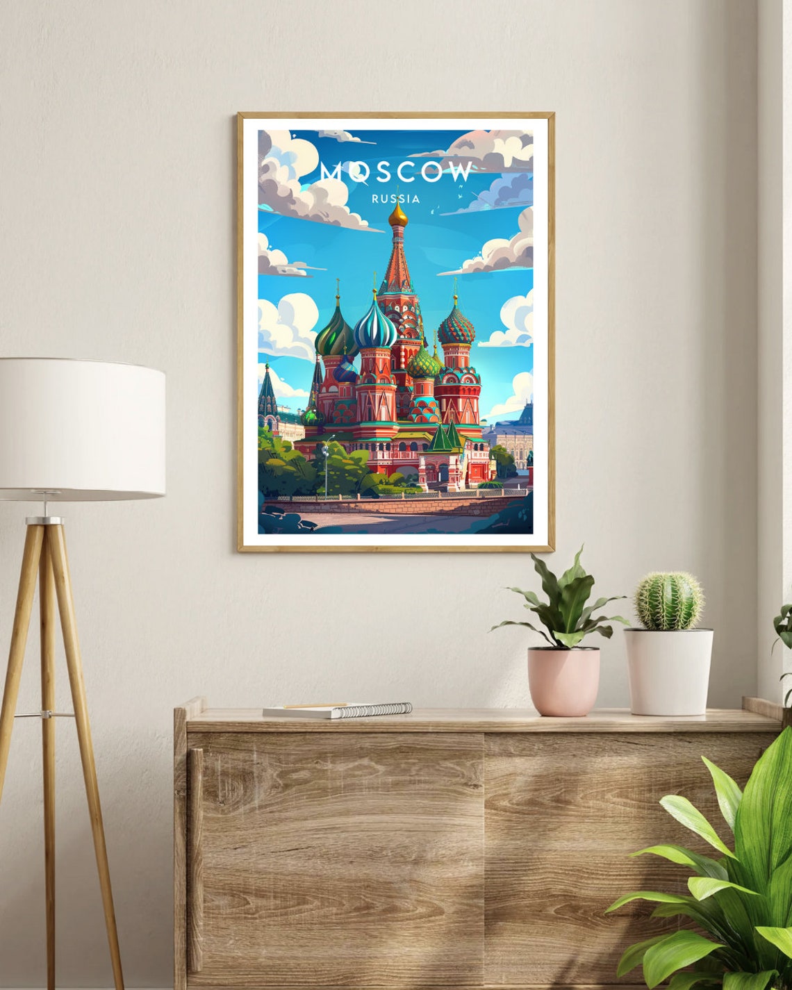 Moscow Russia Saint Basils Cathedral Colorful Domes Art Poster - Image 3