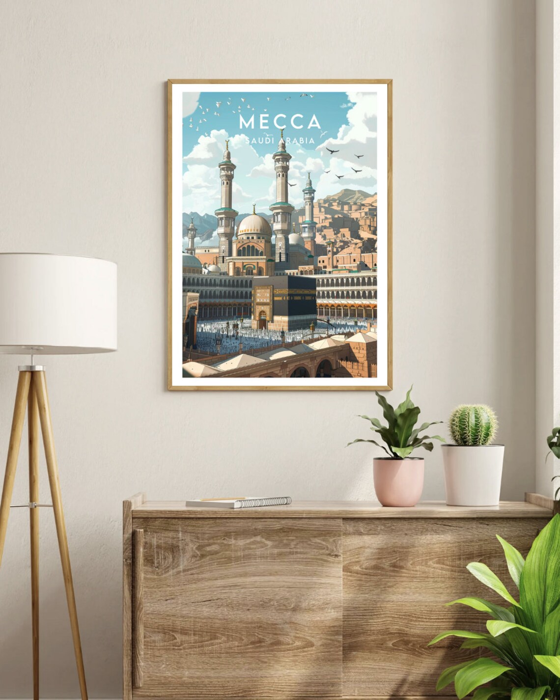 Mecca Saudi Arabia Grand Mosque Kaaba Pilgrims Travel Poster - Image 3