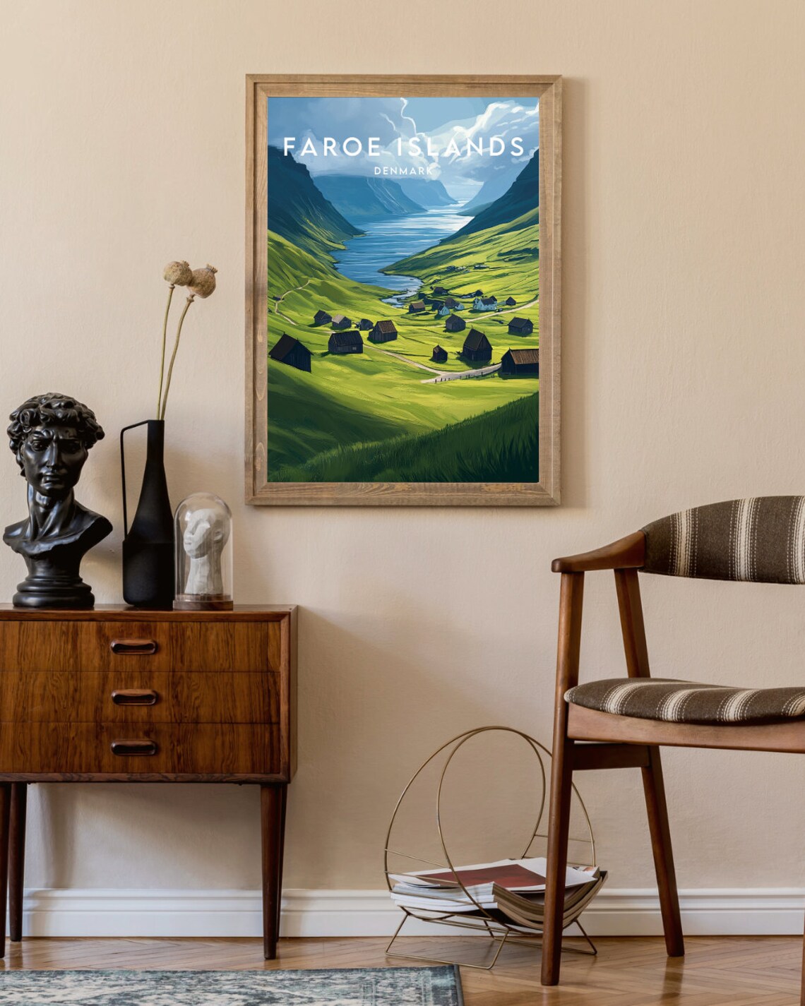 Faroe Islands Denmark Green Valley Fjord Nordic Travel Poster - Image 2