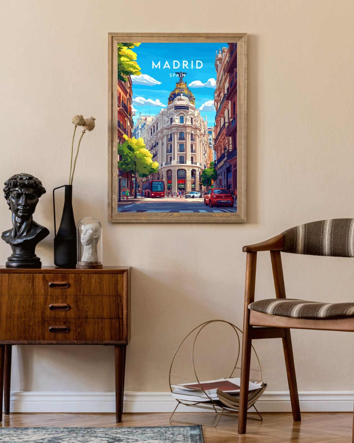 Historic Madrid City Street Architecture Sunny Scene Travel Poster - Image 2