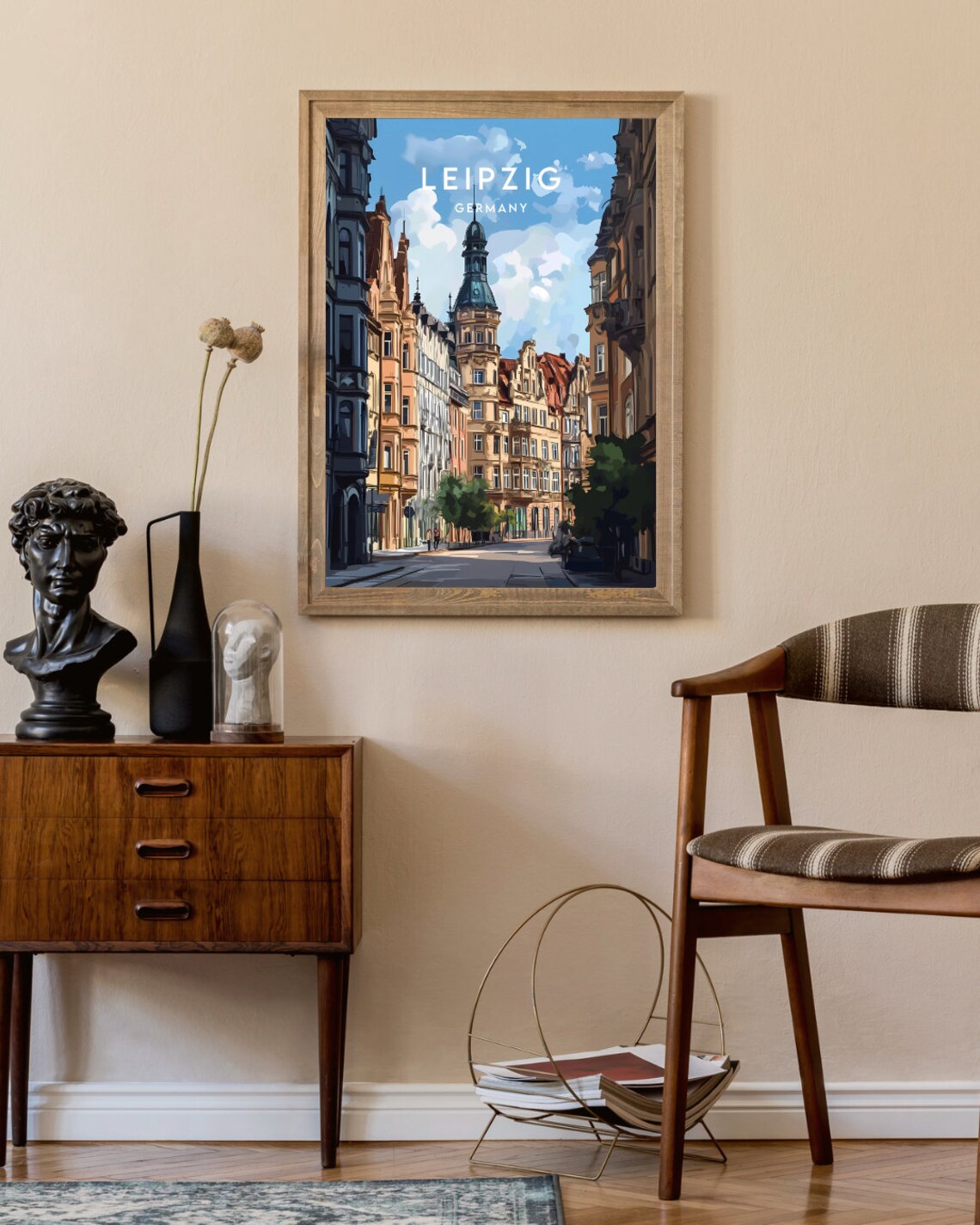 Leipzig Germany Historic Street Town Hall Tower Travel Poster - Image 2