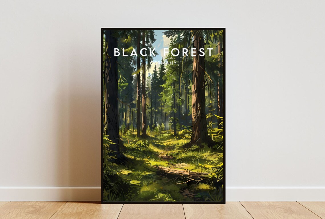 Black Forest Germany Pine Woods Mossy Trail Forest Calm Travel Poster