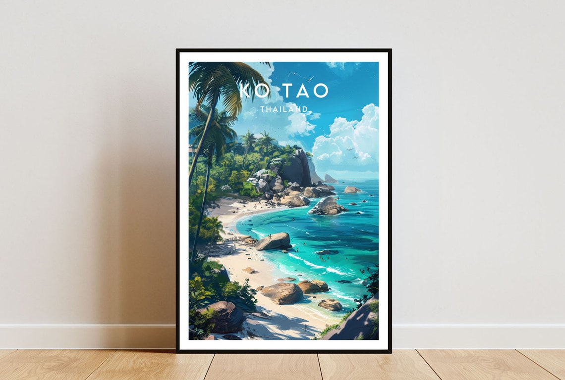 Ko Tao Travel Print Thailand Ko Taoposter Thailand Poster Travel Wall Art Thailand Print Ko Tao Beach Koh Tao Islands Thai Poster