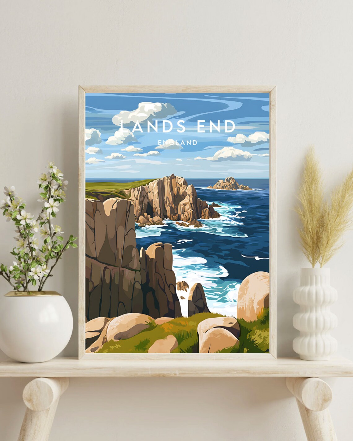 Lands End England Dramatic Sea Cliffs Coastal Travel Art Poster - Image 4
