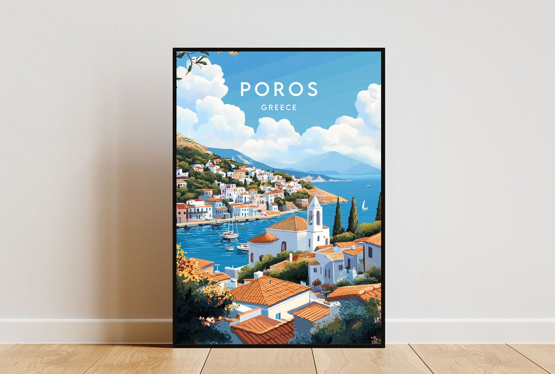 Poros Travel Print Greece Poros Poster Greece Poster Travel Wall Art Greece Print Poster Greece Europe Poros Print Greek Islands