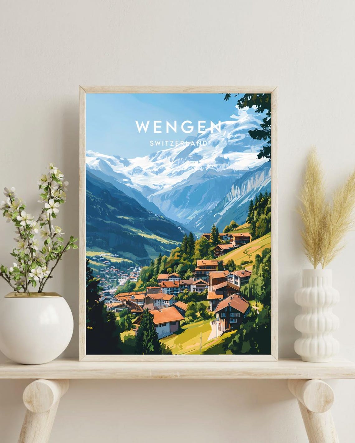 Wengen Travel Print Switzerland Wengen Poster Switzerland Poster Travel Wall Art Switzerland Print Switzerland Wengen Skiing Poster - Image 4